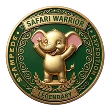 Gold-and-green Safari Warrior coin